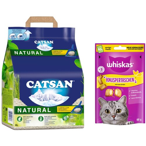 Catsan pijesak za mačke + Whiskas/Dreamies grickalice gratis! - 8 l Natural + 60 g Whiskas hrskavi jastučići s piletinom i sirom Cijene