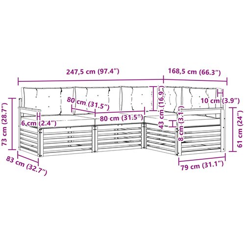  Set vanjskih sofa 4 kom. Prirodna i bež Slike