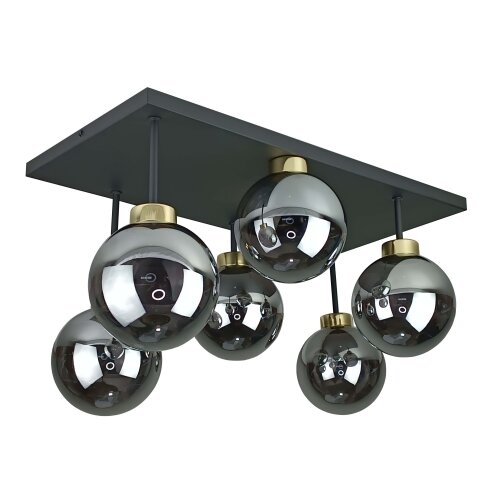  Plafonski luster DEA 6xE14/60W/230V crna/zlatna/zadimljena crna Slike