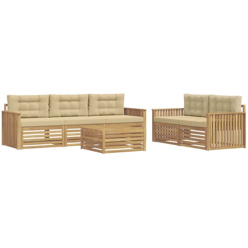 Set vanjskih sofa 6 kom. Bijela i bež Slike