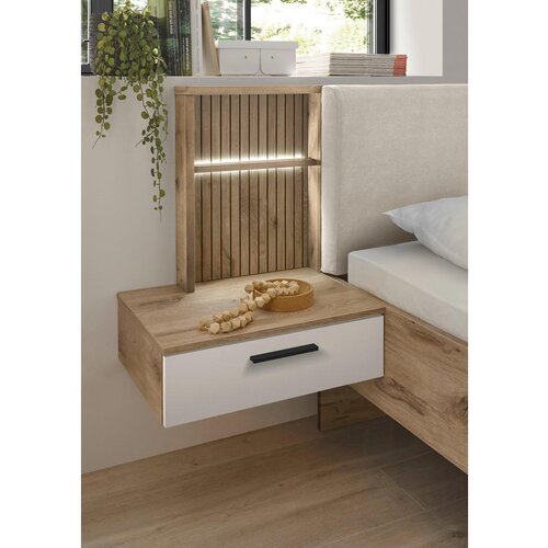 Hom`in POSTELJNA GARNITURA 180 cm x 200 cm , bela, barve hrasta Slike