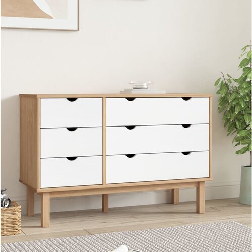 vidaXL Predalnik rjav in bel 113,5x39,5x73 cm trdna borovina Cene