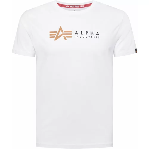 Alpha Industries Majica konjak / crna / bijela