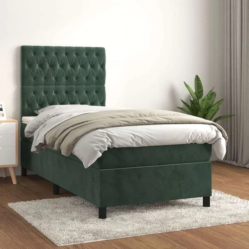 Box spring krevet s madracem tamnozeleni 80 x 200 cm baršunasti