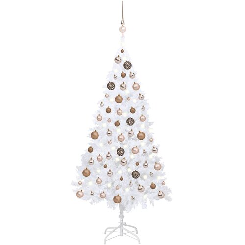  Umjetno osvijetljeno božićno drvce s kuglicama bijelo 120cm PVC Cene