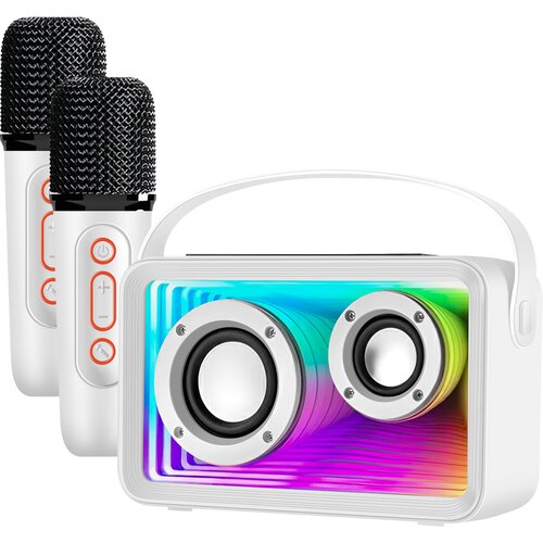 AVIZAR Bluetooth karaoke zvočnik za otroke z 2 mikrofonoma in RGB LED lučmi, Bela, (5000265198) Cene