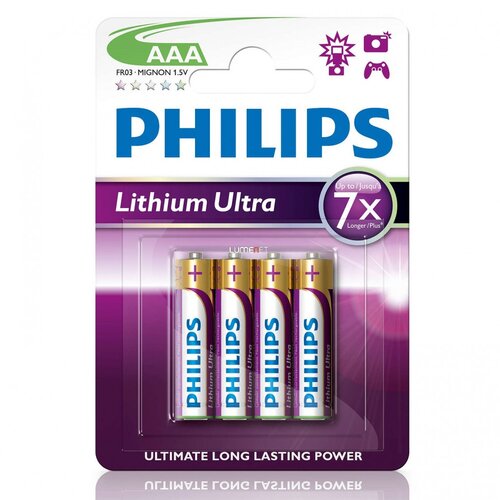 Philips Baterija Lithium Ultra AAA-LR03, 4 kosi Cene