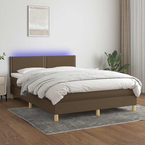  box spring s madracem LED tamnosmeđi 140x190 cm tkanina Cene