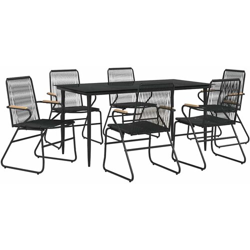  7-dijelni vrtni blagovaonski set od PVC ratana crni Crna Dužina stola 160 cm Slike