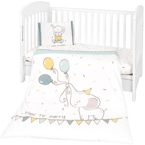 Kikka Boo posteljina sa ogradicom 6 pcs 60/120 Elephant Time ( KKB60074 ) Cene