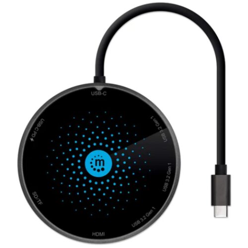 Docking station Manhattan 166560 8in1 USB-C - HDMI/3xUSB/CR/PD 60W/bež. punjač Cene