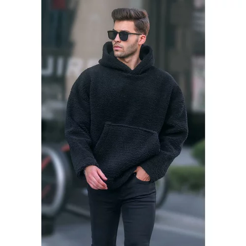 Madmext Men's Black Oversize Plush Sweatshirt 6160