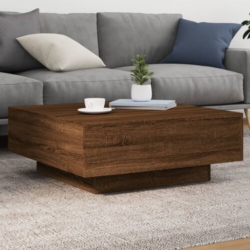  The Living Store Klubska mizica z LED lučmi rjavi hrast 80x80x31 cm - Klubska Mizica, (21448310) Cene