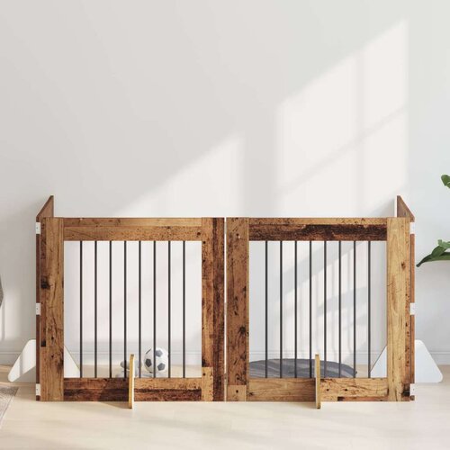  Vrata za pse s postoljem 4 pcs Staro drvo 80 x 80 cm Cene