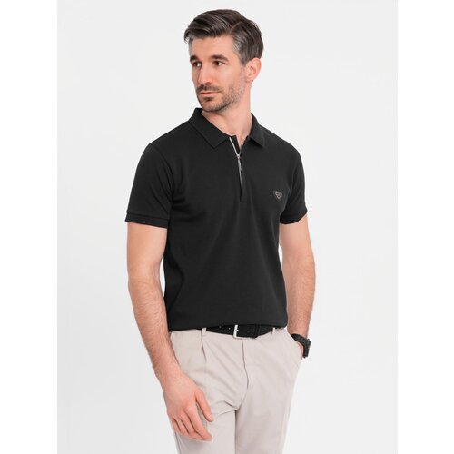 Ombre Men&amp;#039;s polo shirt with zip neckline - black Slike