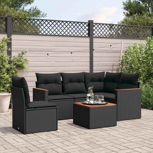  6-dijelni set vrtnih sofa s jastucima crni od poliratana Cijene