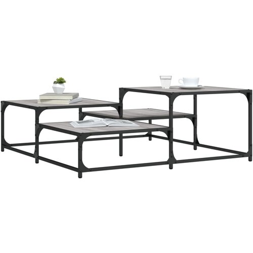 VidaXL Klubska mizica siva sonoma 107x107x40 cm inženirski les Slike