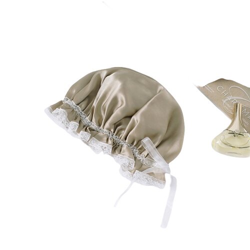 INF Luksuzna svilena kapa za spanje s čipko Beige, (21686169) Cene