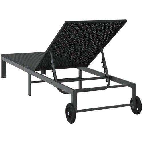 VidaXL Črn Poli ratan 200 x 54 x 27 cm Ergonomski Zložljiv ležalnik Slike