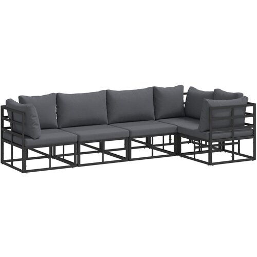 vidaXL Vrtna sedežna garnitura z blazino 5 pcs Črna Aluminij, (5000145796) Cene