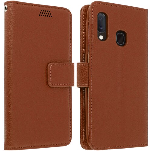 AVIZAR folio etui, držalo za kartice in stojalo za video, zrnat ucinek - rjava str. samsung galaxy A20e, (20599702) Cene