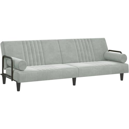 Maison Chic Raztegljiv kavč - Raztegljivi divan z naslonjali za roke svetlo siv žamet, (21729289) Slike