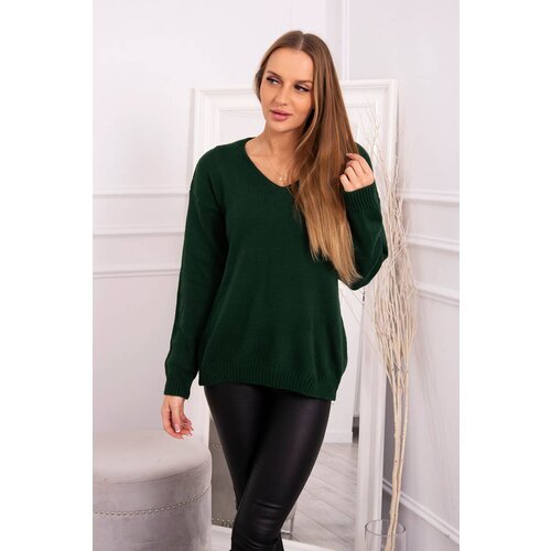 Kesi V-neck sweater dark green Slike