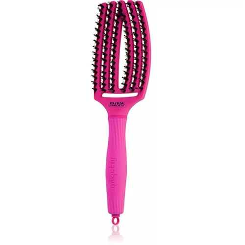 Olivia Garden Fingerbrush ThinkPink ravna četka s najlonskim i svinjskim čekinjama Neon Pink 1 kom