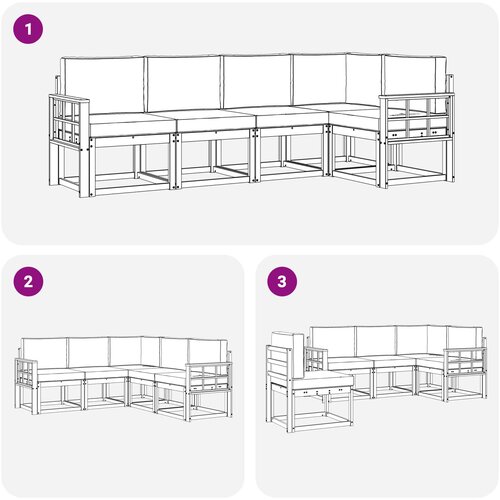  Set vanjskih sofa 5 kom. Bijela i svjetlosiva Smeđa 247 x 128,5 x 73 cm Slike