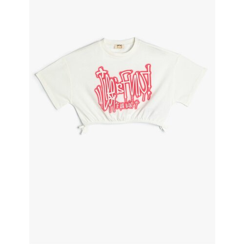 Koton Crop T-Shirt Motto Printed Short Sleeve Crew Neck Cotton Slike