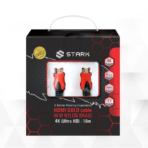 Kabl stark hdmi m-m pozlacen 4K pleteni 10m Slike