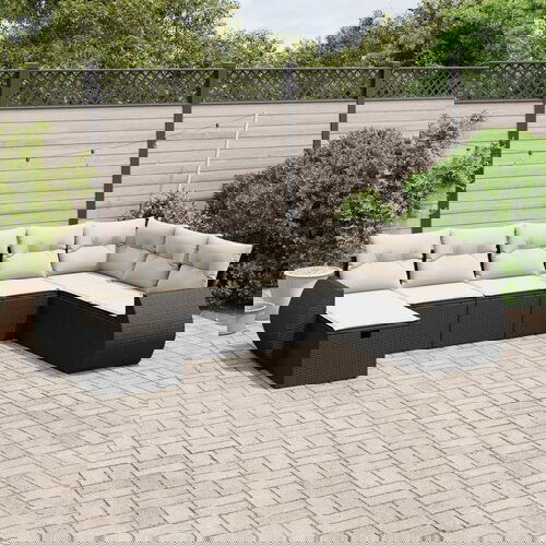 vidaXL 8-dijelni set vrtnih sofa od poliratana s jastucima crni Cijene