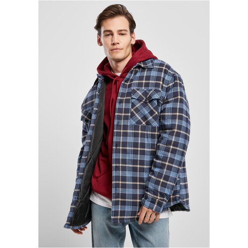 Urban Classics Plaid quilted shirt jacket light blue/navy blue Cene