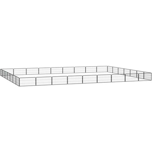  Ograda za pse s 32 panela crna 100 x 50 cm čelik obložen prahom Slike