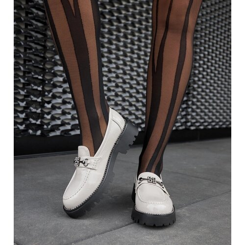 Gemre Gray patent leather loafers with rhinestones Casine Cene