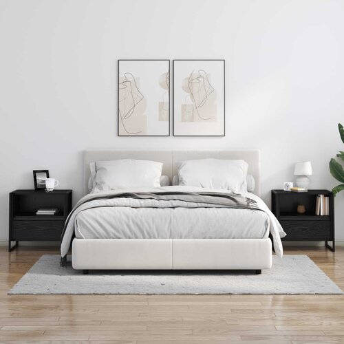  Noćni ormarić Crni hrast 50 x 39,5 x 50 cm Konstruirano drvo Slike