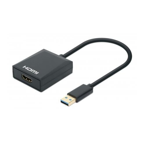 Manhattan USB-A to HDMI Cable, 1080p@60Hz, Converts USB 3.2 Gen1 (aka USB 3.0) signal to HDMI, 15cm, Black, Male to Female, Three Year Warranty Cijene