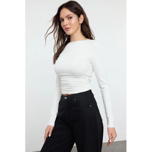 TRENDYOLMILLA ženska bluza Twoaw25Bz00225, ecru-ecru Cene