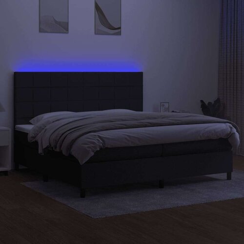  Box spring s madracem LED crni 200x200 cm od tkanine Slike