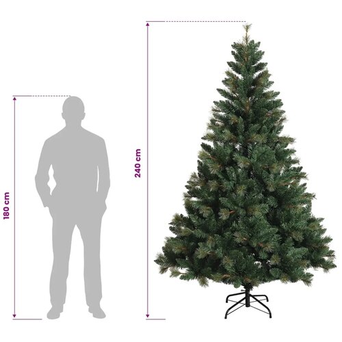  Umjetno božićno drvce s nogom 240 cm PVC i metal Zelena - Zelena 240 cm bez LED svjetala Slike