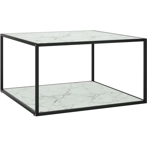  Klubska mizica črna z belim marmornim steklom 90x90x50 cm