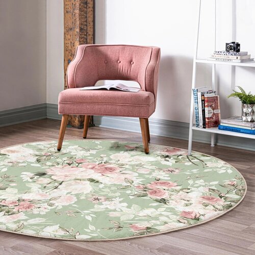 Mila Home Svetlo zelena pralna/primerna za robotski sesalnik okrogla preproga &amp;oslash; 100 cm Comfort &amp;ndash; Slike