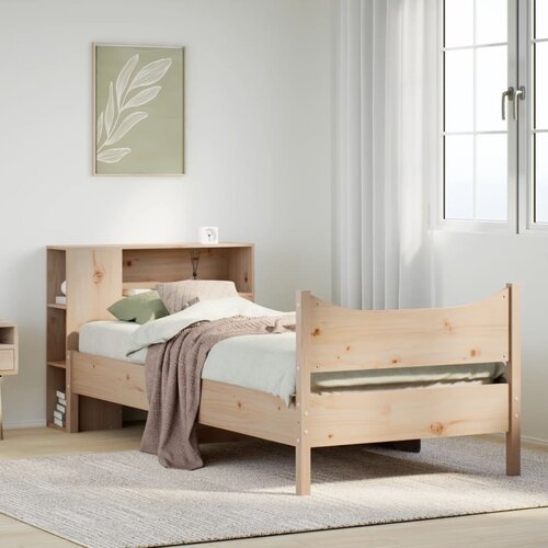 VidaXL Posteljni okvir brez vzmetnice 90x190 cm trdna borovina Slike