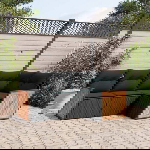VidaXL 4-dijelni set vrtnih sofa od poliratana s jastucima crni Slike