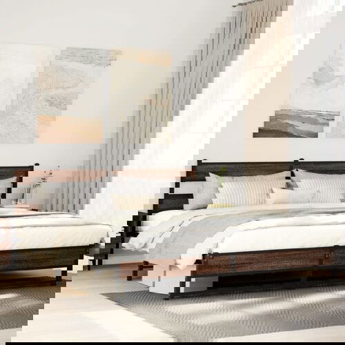 VidaXL Metalni okvir kreveta bez madraca smeđa boja hrasta 180x200 cm Slike