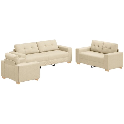 vidaXL set sedežne garniture s blazinami, kremna tkanina, (22054482) Cene