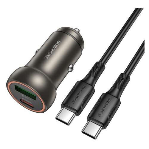 Borofone BZ32 PD avtopolnilec PD 30W USB A+ Type C QC 3.0 s kablom Type C - Type C 1m - črn Cene