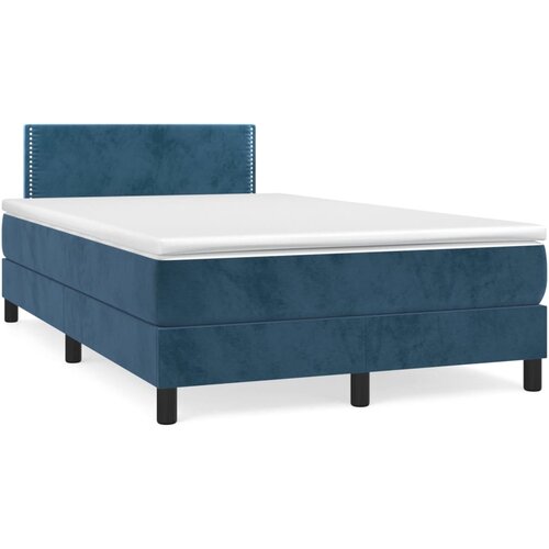 vidaXL Box spring postelja z vzmetnico temno modra 120x200 cm žamet, (20724315) Cene