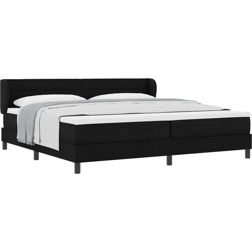 vidaXL Posteljni okvir s vzmetnico Črna 200x200 cm Tkanina Cene