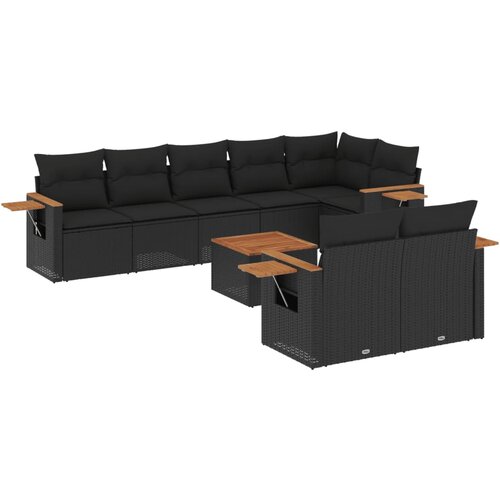 Maison Chic Seti vrtnega pohi&amp;scaron;tva - Vrtna garnitura - Vrtni pohi&amp;scaron;tvo set 9-delna z blazinami črn poli ratan, (21803896) Slike
